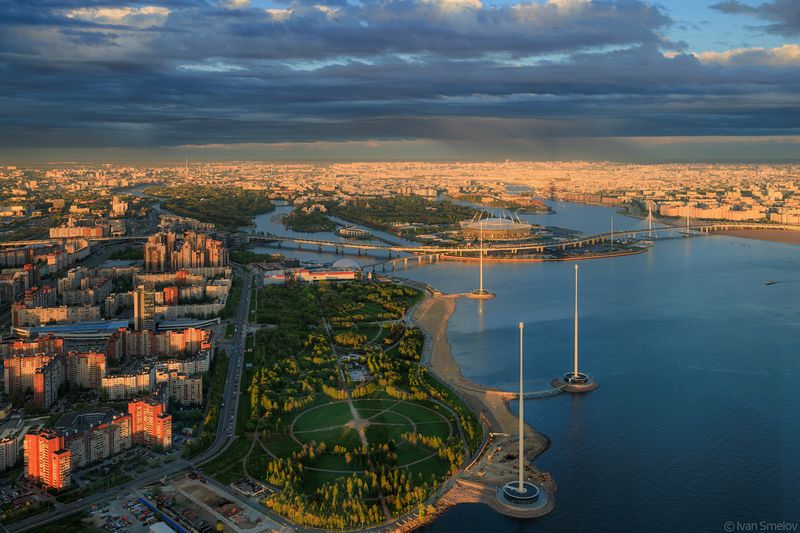 петербург, санкт-петербург, спб, архитектура, лахта, лахтацентр, лахта-центр Вечерний город со смотровой площадки Лахта-центраphoto preview