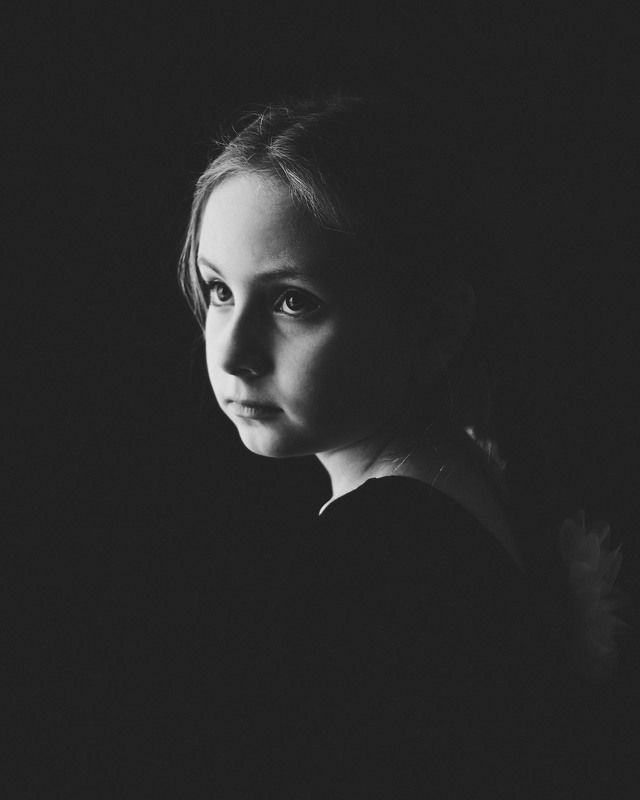 Портрет, Девочка, Ребенок, ЧБ, Черное, Белое, Portrait, Girl, Child, BW, BNW, Black, White, Dark Маргоphoto preview