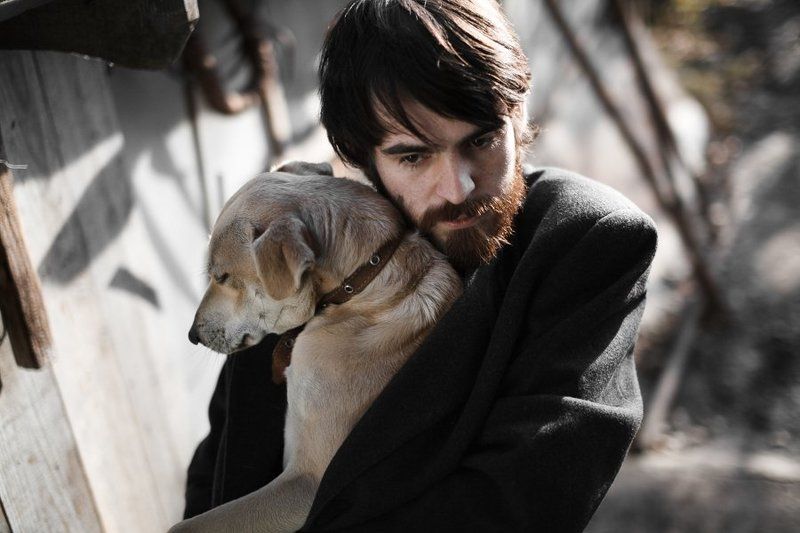 собака, парень, пёс, пес, холод, солнце Парень и его пёсphoto preview