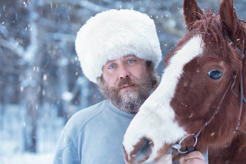 Зима, Лошади, Портрет Конюхphoto preview