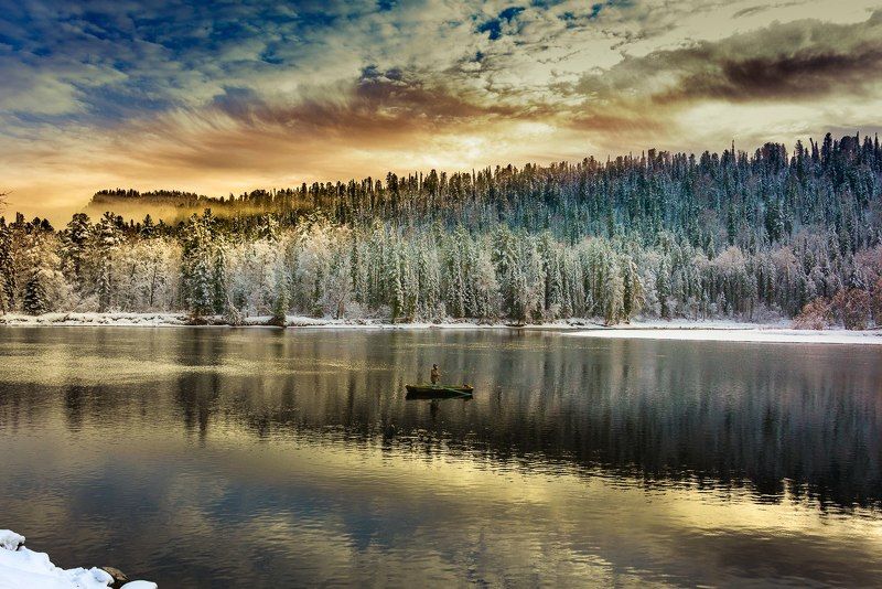 бия, река, горный алтай, республика алтай, природа, рыбак, зарево Бия.photo preview