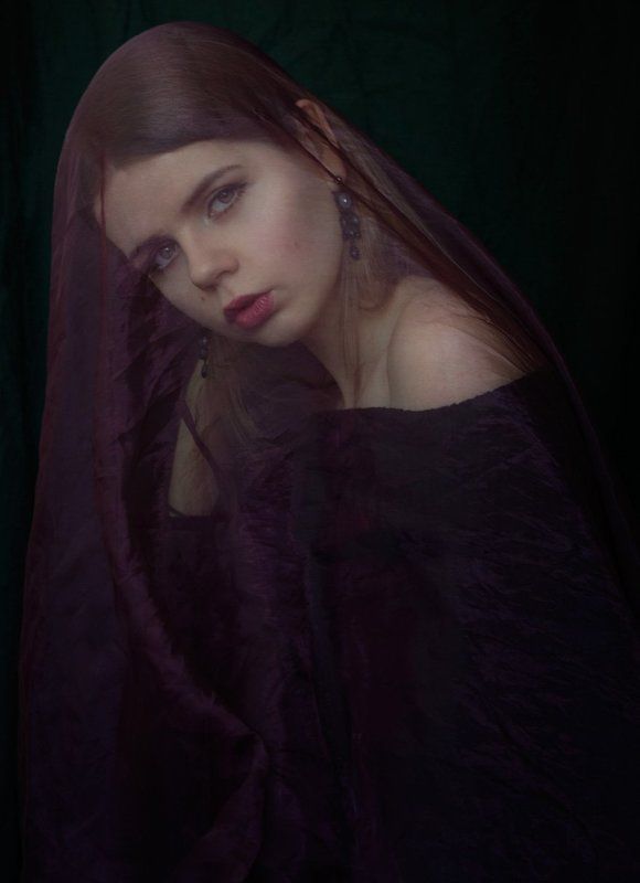 портрет, девушка, вуаль, фиолетовый, portrait, girl, veil, violet, beauty Софиphoto preview