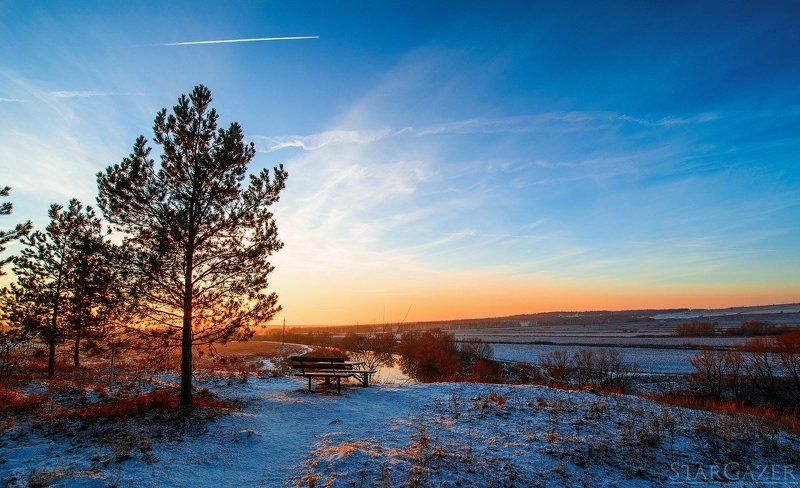 Закат, Осень, снег Закат поздней осенью photo preview
