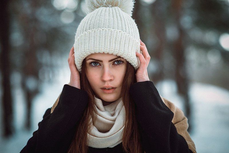 девушка зима лес холод портрет photo preview