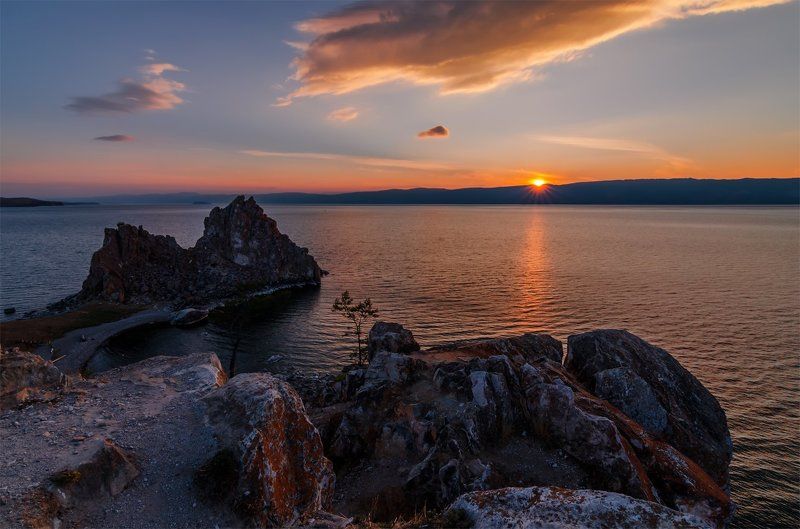Байкал, Вечер, Закат, Лето, Озеро, Ольхон, Остров, Пейзаж, Природа, Сибирь, Скалы, Шаманка *****photo preview