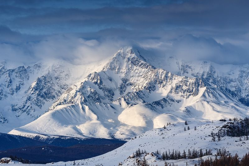 Алтай, Горы, Зима, Пейзаж, Природа, Снег Утро на Северо-Чуйскомphoto preview