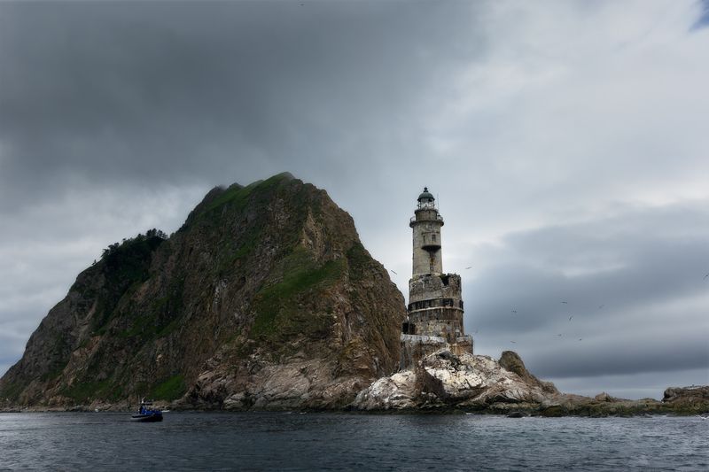 анива, сахалин, сахалинская область, маяк, far east, дальний восток, Sakhalin, охотское море, туман, aniva, маяк Анива Маяк Анива, скала Сивучья, Сахалинphoto preview