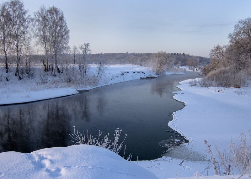 река истра, река малая истра, слияние, мороз Морозное утро в начале мартаphoto preview