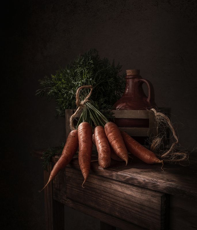 Still life, light, carrots. colors, textures Fresh carrotsphoto preview