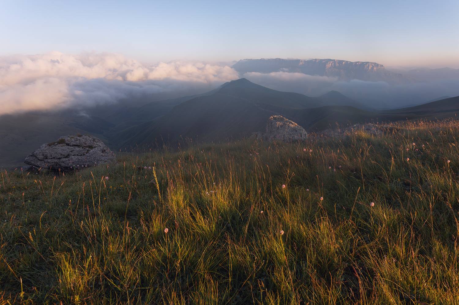 рассвет, кавказ, кбр, инал, плато, эльбрус, облака, канжол, Ekaterina Romanova