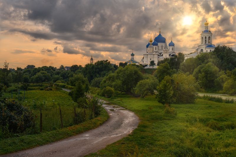 вечер, лето, храм, облака, церковь, монастырь, россия, православие, боголюбово, владимирская область, закат После дождяphoto preview