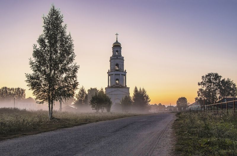 Великорецкое, рассвет,утро, туман Дорога к храму.photo preview