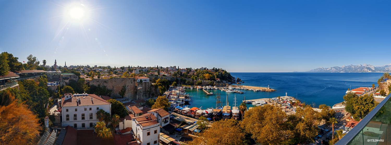 Старый,порт,Анталии,Antalya,Kalei&ccedil;i,Yat,Limanı,анталья,турция,достопримечательность,панорама,путешествие,поездка,тур,море,пристань,старый город,крепость,исторический,центр,средиземноморский,азия,широкий угол,солнечный,яхты,причал,экскурсия,лодки,корабли, Сытилин Павел