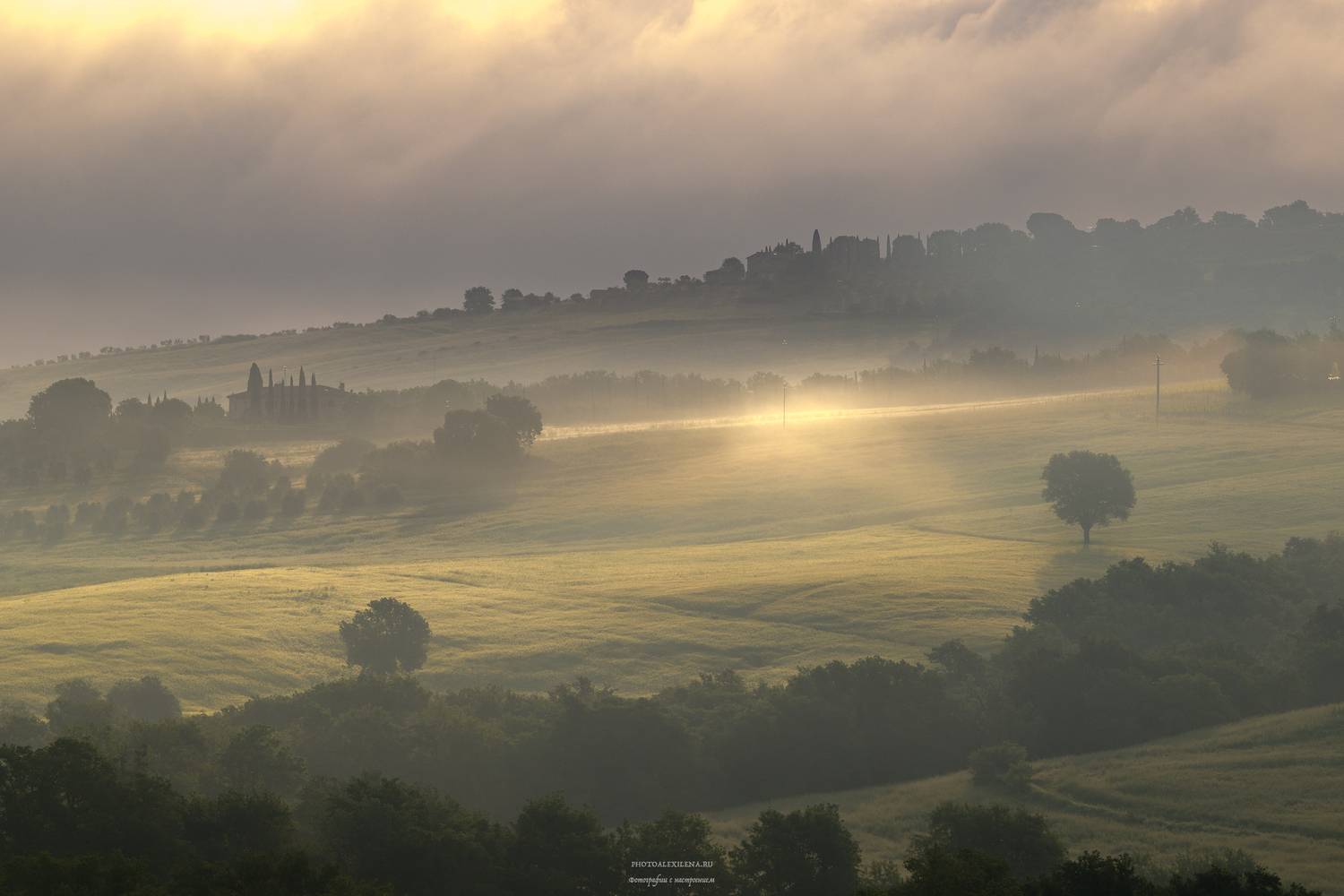 Тоскана, свет, утро, восход, солнце, туман, пейзаж, италия, Александр Константинов