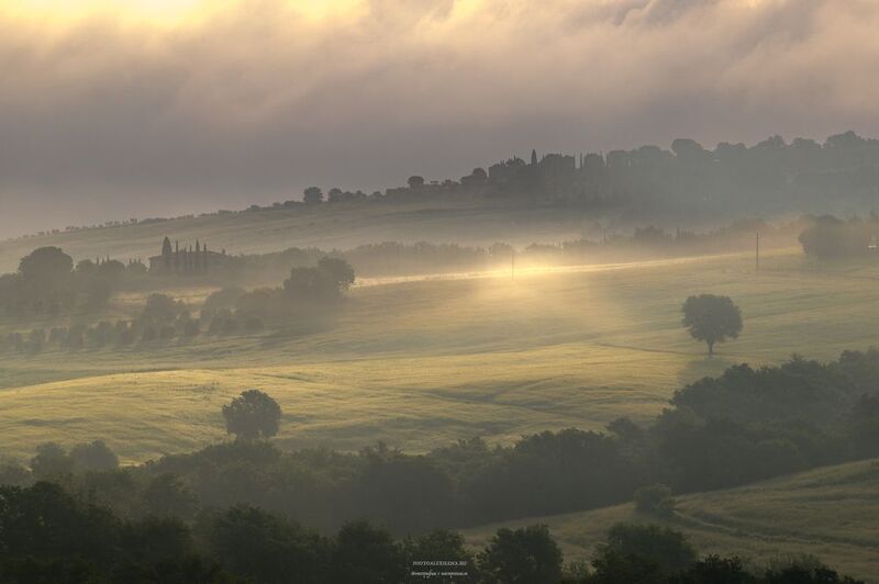 Тоскана, свет, утро, восход, солнце, туман, пейзаж, италия Золото рассветаphoto preview
