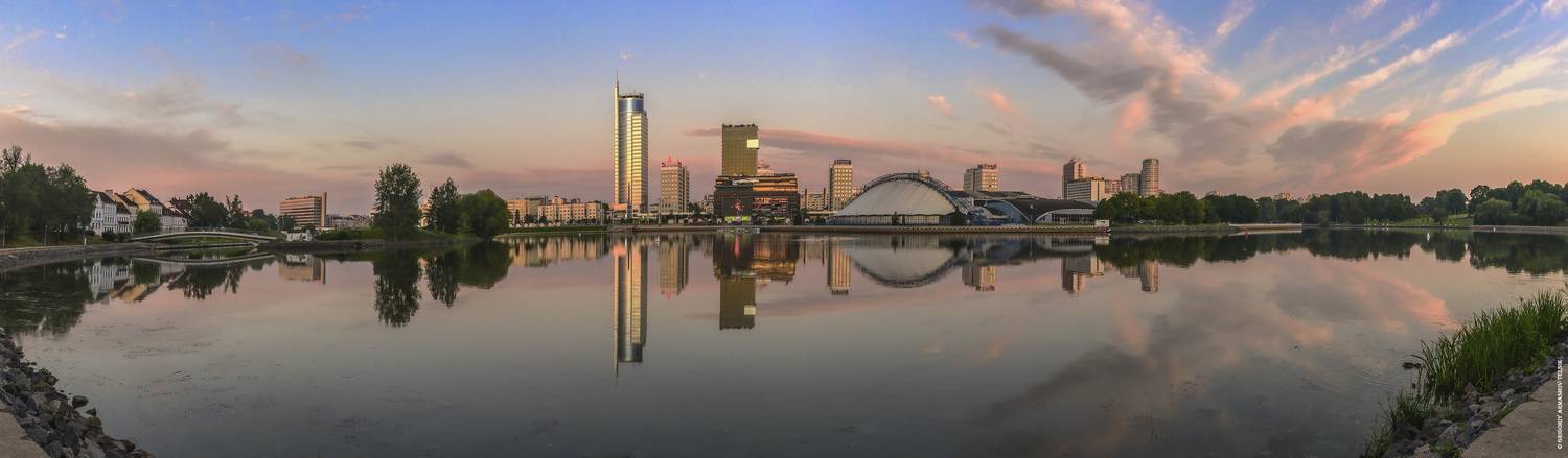 Проспект Победителей . Автор: Армашов-Тельник Григорий Минск, отражения, панорама, архитектура, город, вода, золотой _час, Армашов-Тельник Григорий