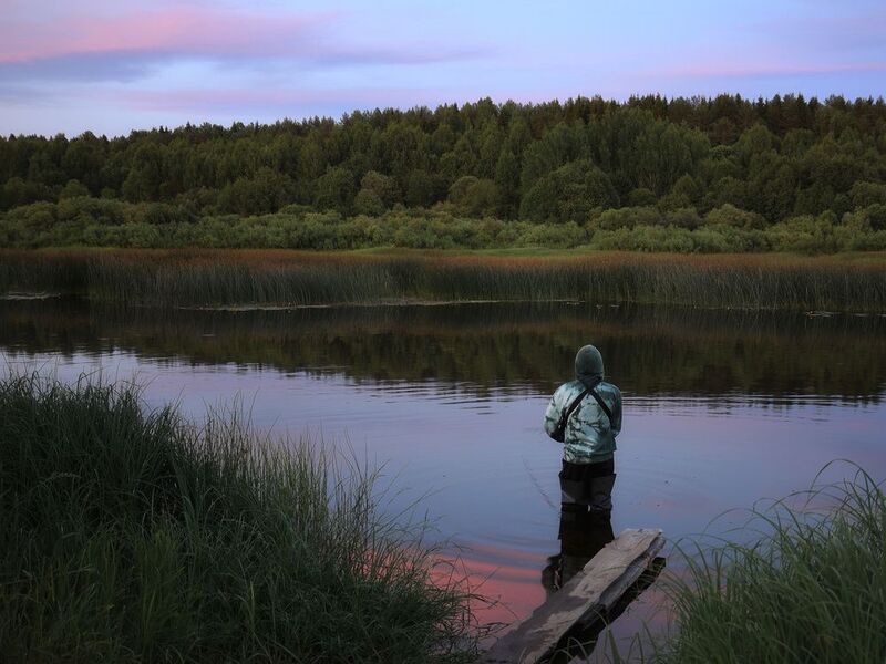 вечер, природа, закат, река, лес, рыбак На рыбалке... фото превью