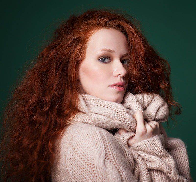 Бьюти, Девушка, Огонь, Портерт, Рыжая, Свитер Allaphoto preview