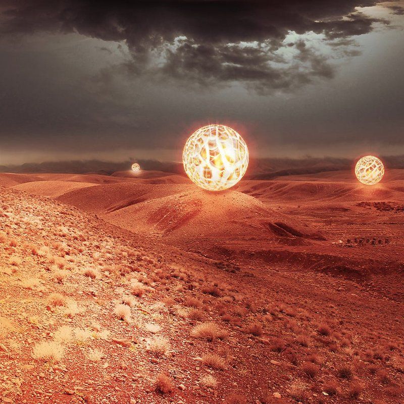 fineart, creative, conceptual, manipulation,landscape, science, fiction, ball, halo, land,planet, universe, dimension, The place where energy flowsphoto preview