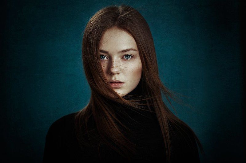 Винтаж, Глаза, Голубые, Девушка, Портрет, Рыжая the windphoto preview