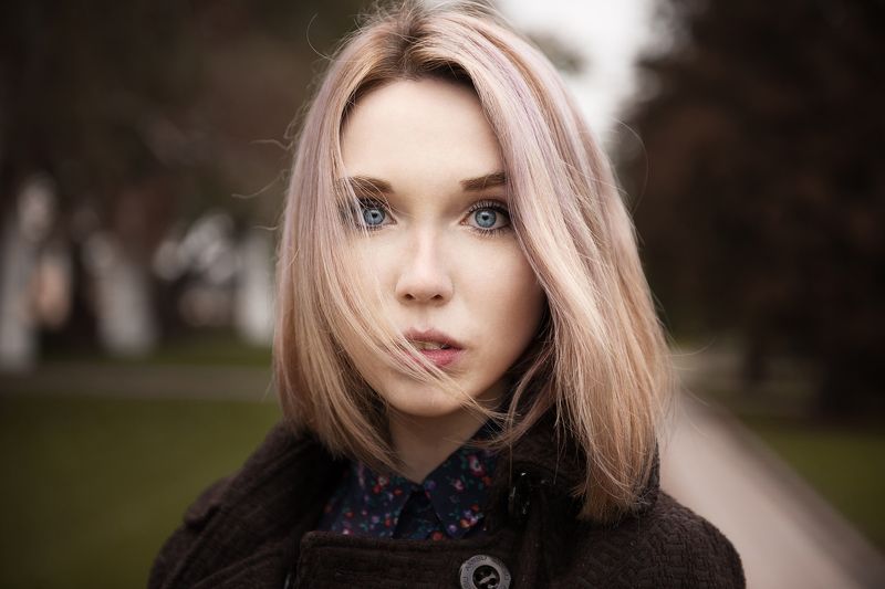 portrait, face, eyes, hair, street, girl photo preview