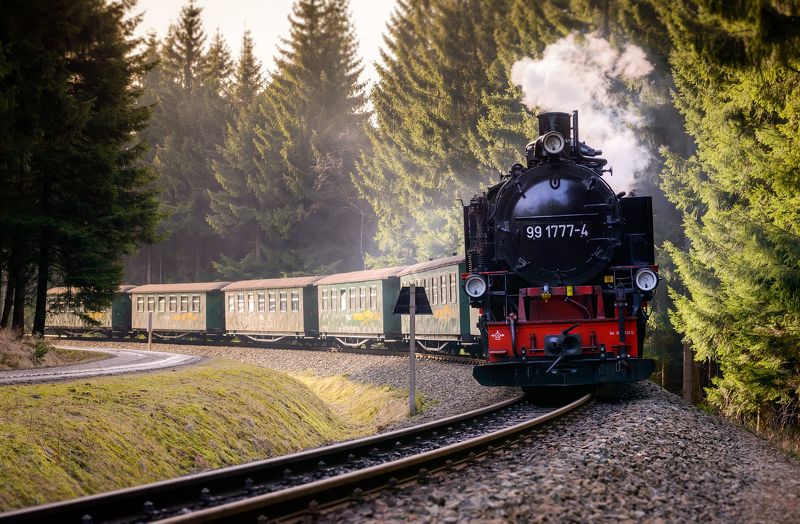 Train, travel, attraction, spring, steam, adventure Old steam trainphoto preview