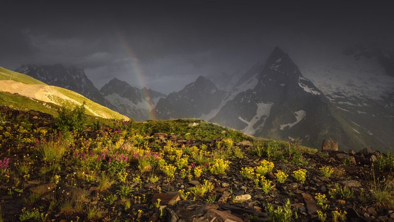 кавказ, кчр, горы, закат, радуга, домбай Горная симфония фото превью