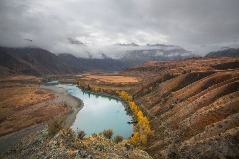 россия, горный алтай, река катунь, осень С утёсаphoto preview