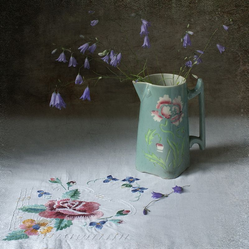 колокольчики, кувшин, вышивка Колокольчики мои, цветики степные ...photo preview