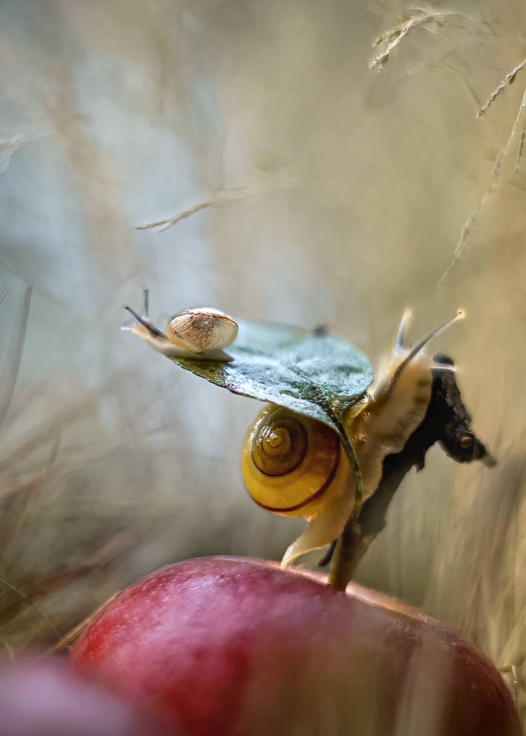 Поднять паруса). Автор: ИРИНА ГОРЮКИНА улитка, гелиос, макро, смешные истории, лето, поле, яблоко,беларусь, ирина горюкина, ИРИНА ГОРЮКИНА