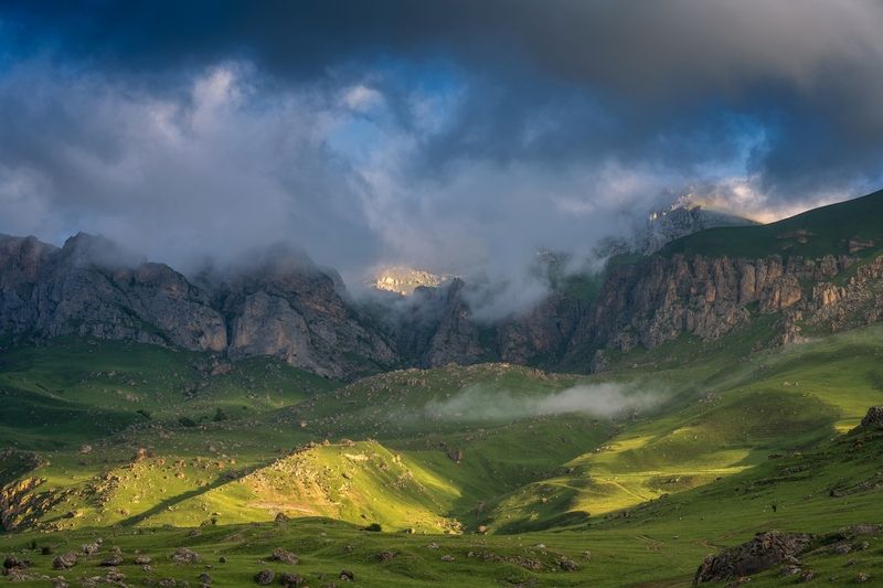осетия, горы, рассвет, пейзаж Верхний Фиагдон фото превью