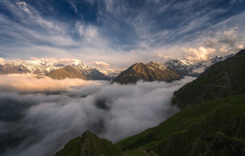 осетия, горы, рассвет, пейзаж Северная Осетия фото превью