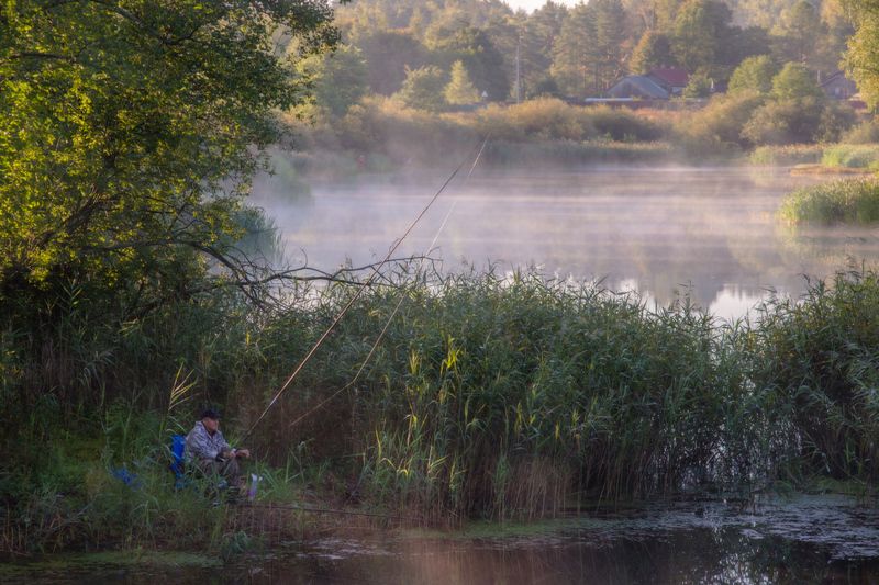 утро туман озеро рыбак пивоварово вязниковский р-он В тишине утраphoto preview