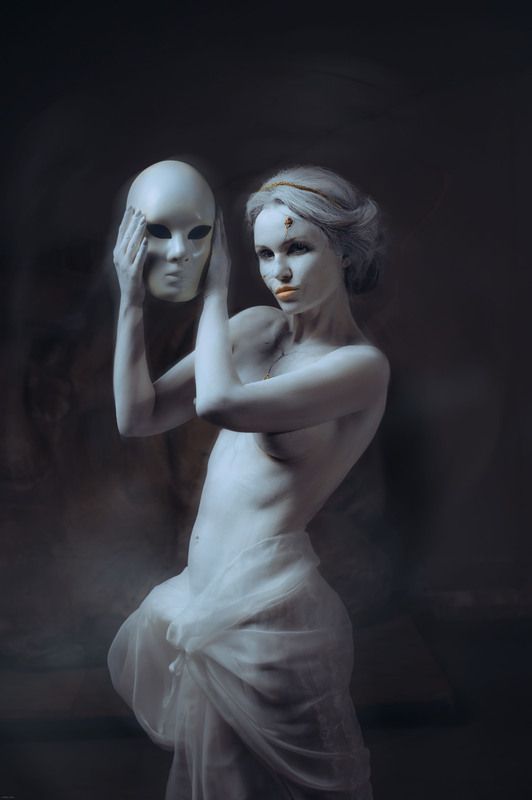 маска, ткани, ню, девушка, статуя, белое Призрачные маскиphoto preview
