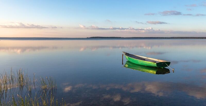 озеро, нарочь, утро, лето, лодка Тишина фото превью