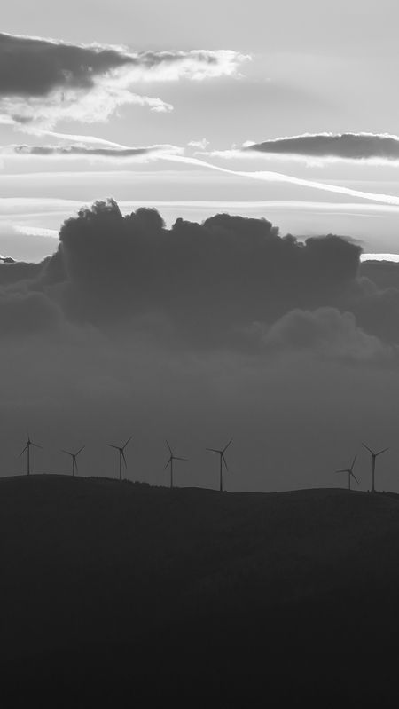 BW windmills clouds mountains landscape nature Windmillsphoto preview