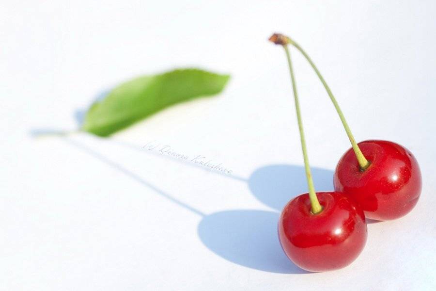 макро, вишня, вишенка, ягода, парочка, иллюзия, мираж, лист, листок, Динара
