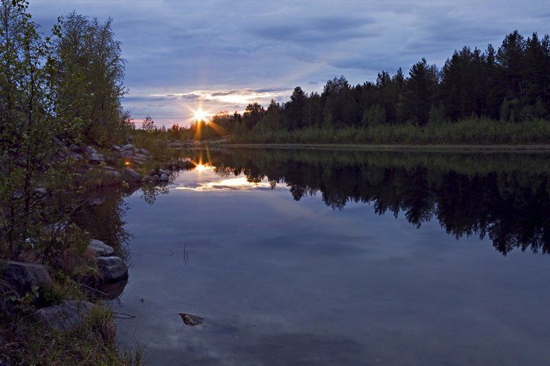 пейзаж,лето,север,озеро Утро полярного дня фото превью