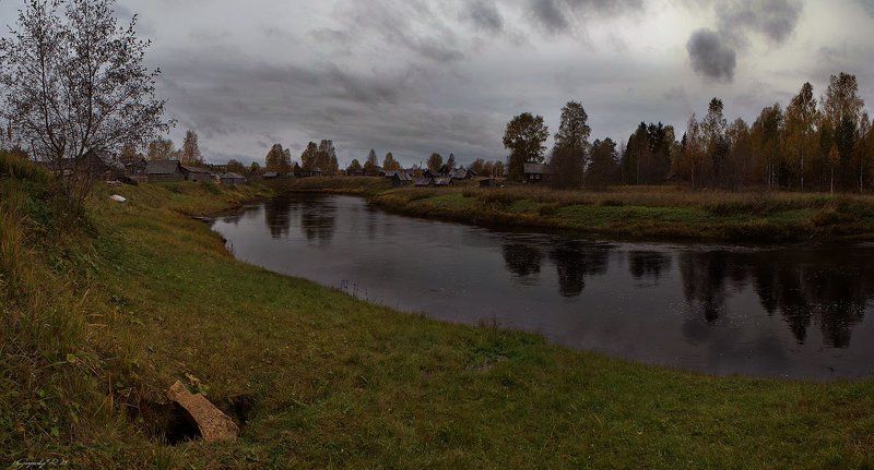 осень,деревня,река,небо промозглая осеньphoto preview