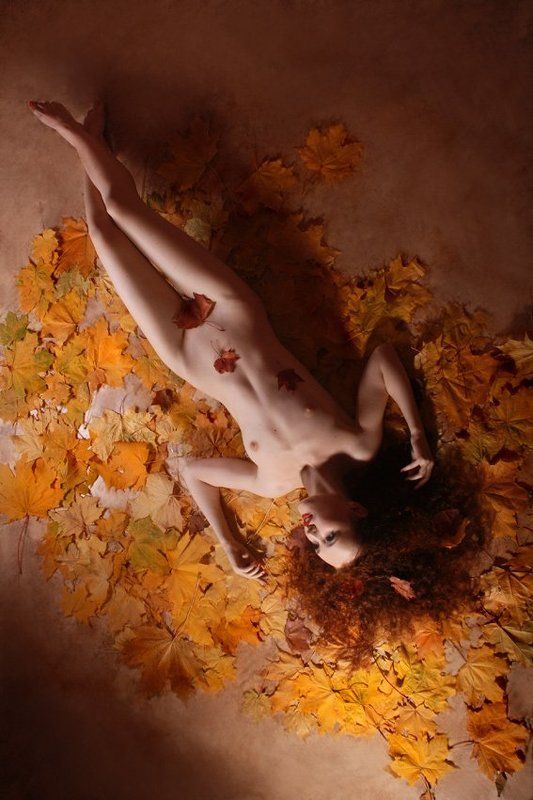 осень, девушка, пластмасса, студия, листья \