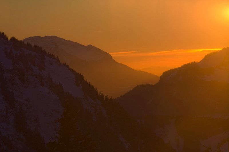 avoriaz, france, kiselyov Альпийский закат фото превью