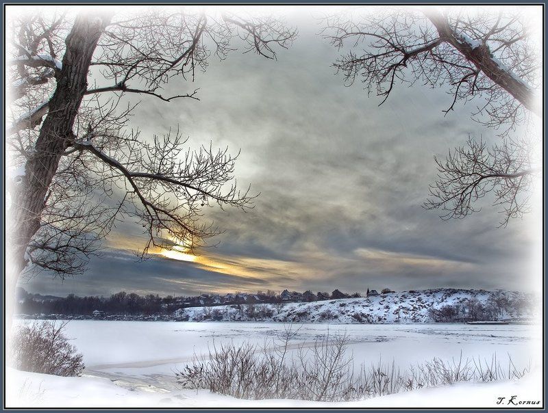 зима,днепр,о.хортица,вечер,закат Декорацияphoto preview