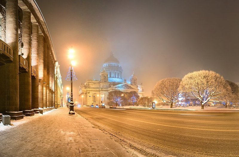 исаакиевская, площадь, туманным, вечером... Исаакиевская площадь туманным вечером...photo preview