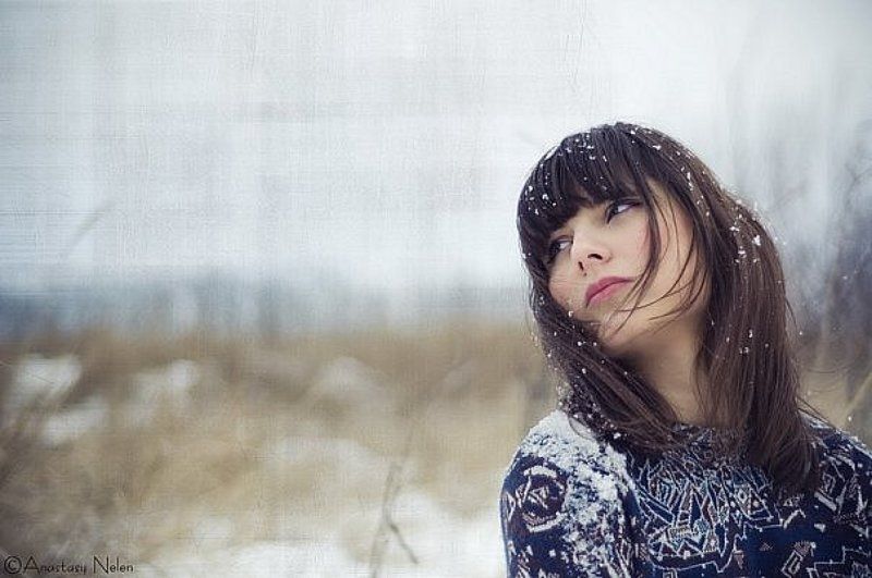 одиночество, снег,девушка, грузинка, взгляд ***photo preview
