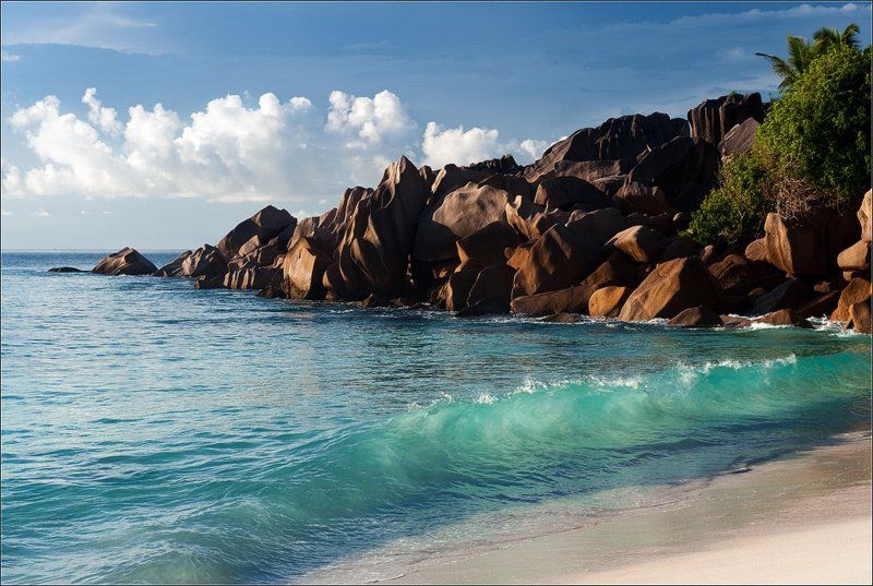 Вода, гранд анс, Камни, ла диг, Море, Океан, Пейзаж, Пляж, Природа, сейшелы, Скалы Три стихииphoto preview