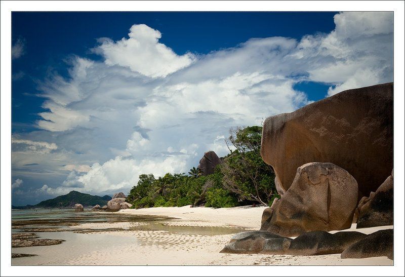 ла диг, Море, Небо, Облака, Океан, Пейзаж, Природа, сейшелы, Скала, сурс даржан Сейшелыphoto preview