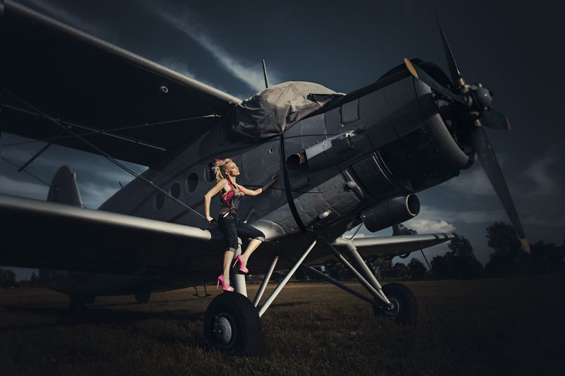 Fashion, Outdoor, Plane, Portrait On the planephoto preview