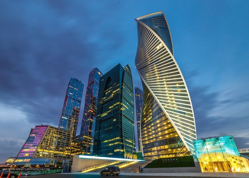 москва, сити, бизнес, центр, вечер, закат, подсветка Москва-Ситиphoto preview