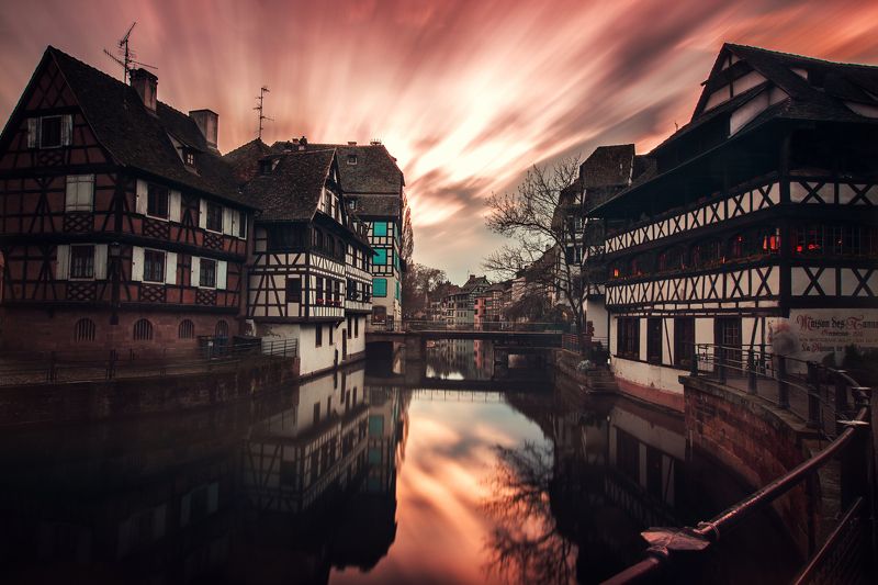 sky sunrise city spring street water river travel sun clouds europe rain urban architecture cityscape bridge building france storm strasbourg alsace petite france Bas-Rhin The Color of Silencephoto preview