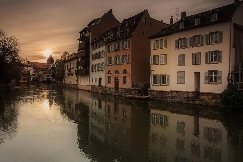 sky sunrise city spring street water river travel sun clouds europe rain urban architecture cityscape bridge building france storm strasbourg alsace petite france Bas-Rhin Silent Morningphoto preview